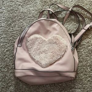 Mini fuzzy pink backpack